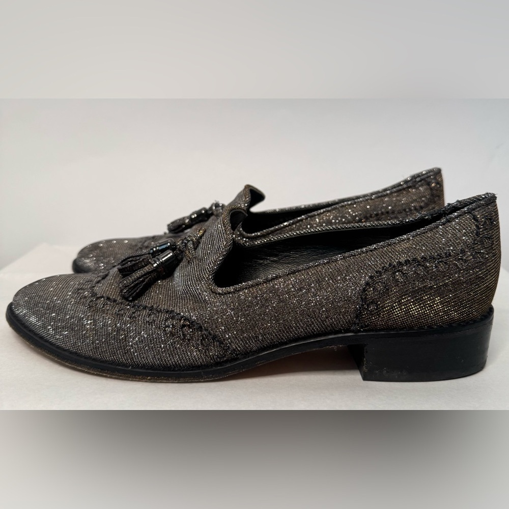Stuart Weitzman Guy Thing Metallic Lurex Tassel Loafers - Picture 6 of 15